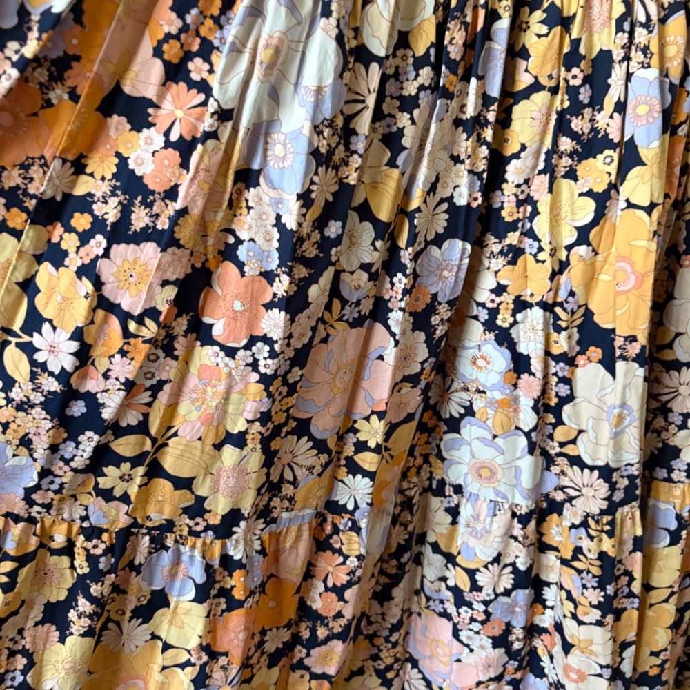 Free People Floral Maxi Dress in Peach, Black, White - Picture 3 of 6